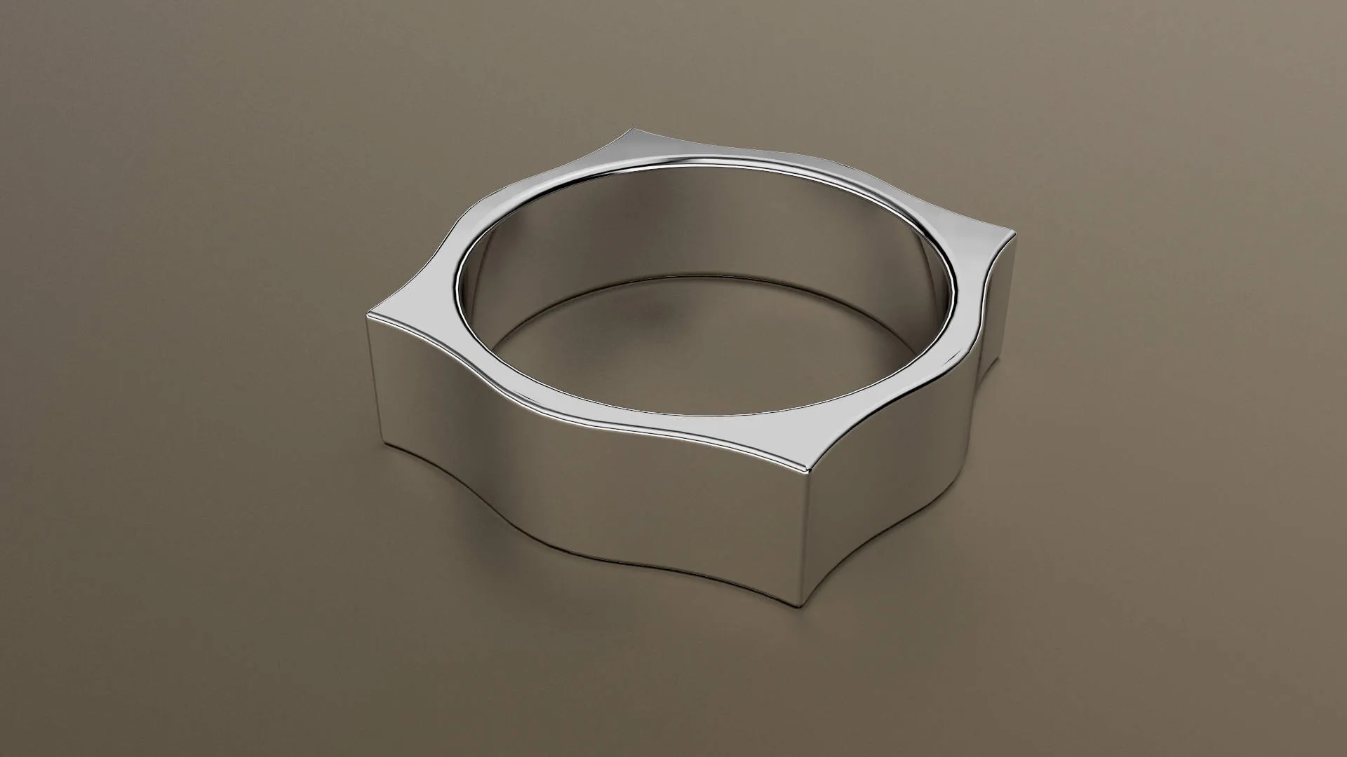 Polished White Gold 6mm Pointed Square Wedding Band
