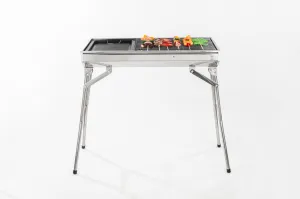 Portable Outdoor BBQ Household Stainless Steel BBQ - Silver