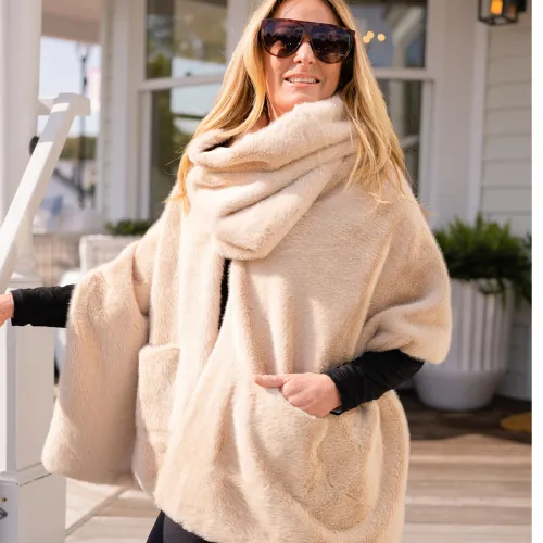 Pretty Rugged 3 in 1 Shawl in Camel
