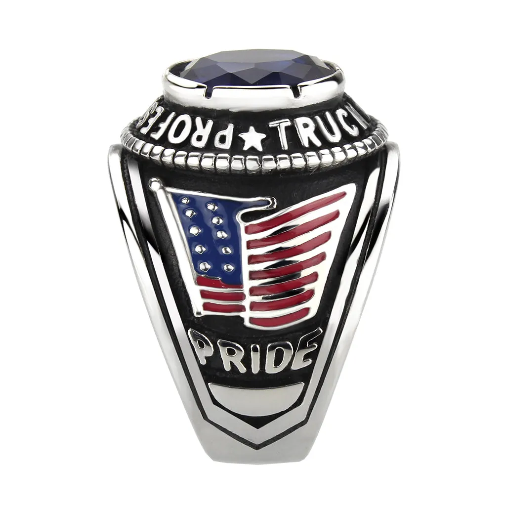 Professional Truck Driver Ring!!! Patriotic American Flag Presented Proudly on the Side