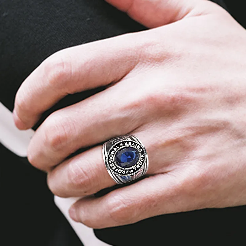Professional Truck Driver Ring!!! Patriotic American Flag Presented Proudly on the Side