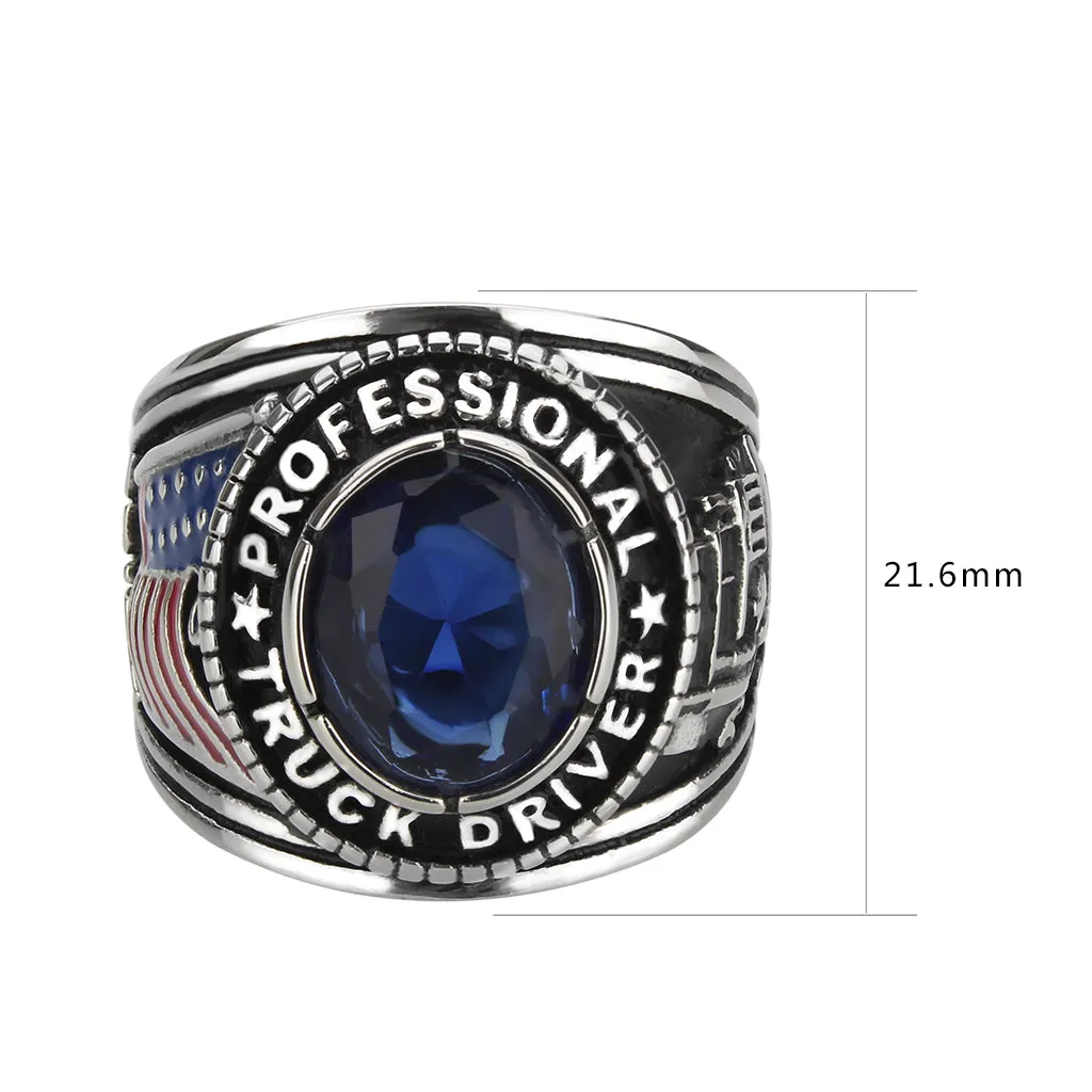 Professional Truck Driver Ring!!! Patriotic American Flag Presented Proudly on the Side