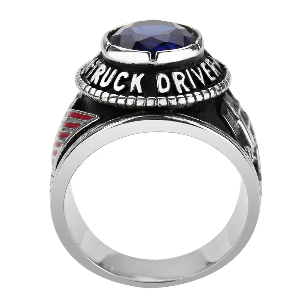 Professional Truck Driver Ring!!! Patriotic American Flag Presented Proudly on the Side