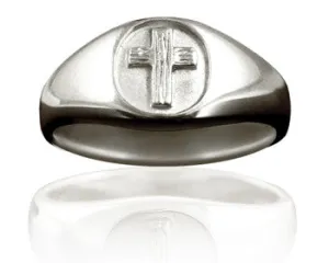 Purity Ring - Guys Sterling Silver Rugged Cross