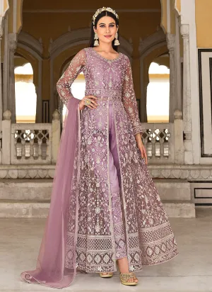 Purple Embroidered Lehenga/Pant Style Designer Anarkali