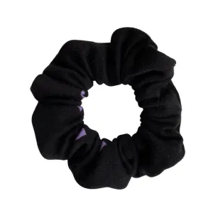 Purple Hearts on Black Scrunchie