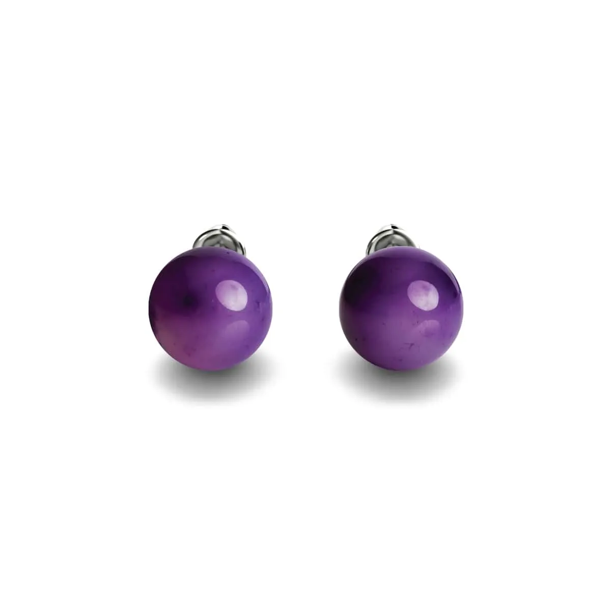 Purple Line Faceted Agate | .925 Sterling Silver | Gemstone Stud Earrings