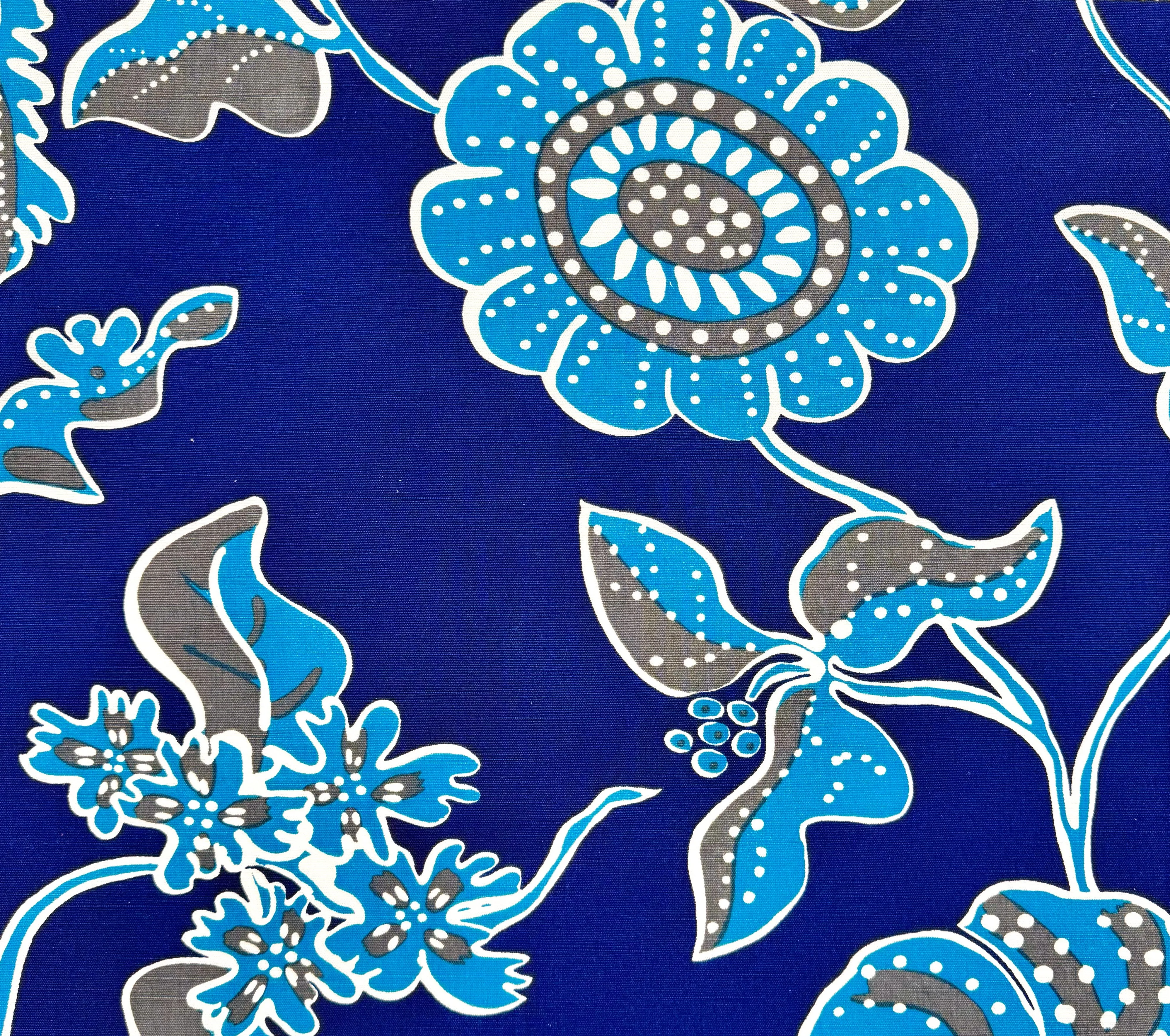 Quadrille Fabric: Albany - Custom Royal / Turquoise / Gray on Suncloth (OUTDOOR)