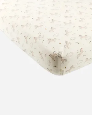 QUINCY MAE Organic Woven Crib Sheet || Unicorns