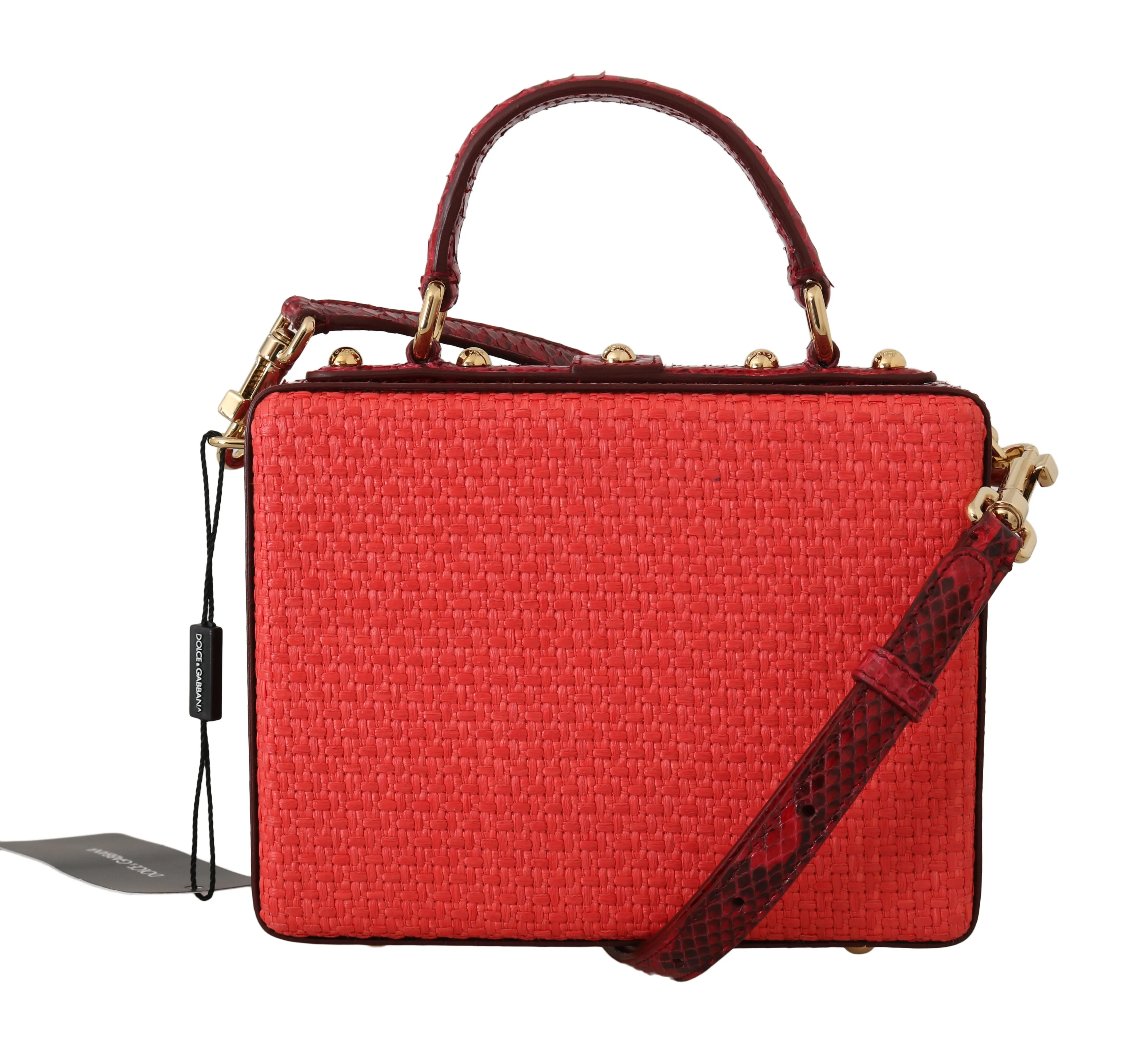 Red Python Snakeskin Raffia Leather Purse