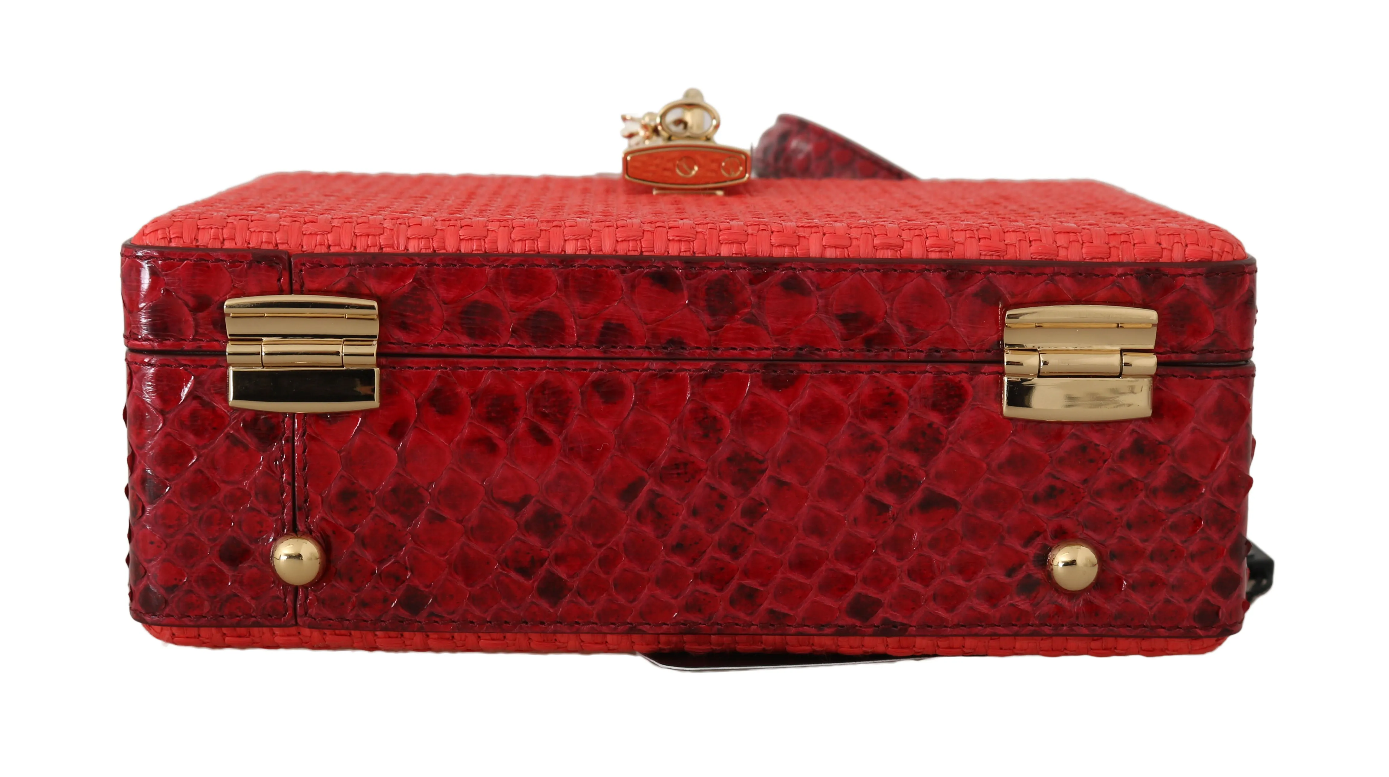 Red Python Snakeskin Raffia Leather Purse