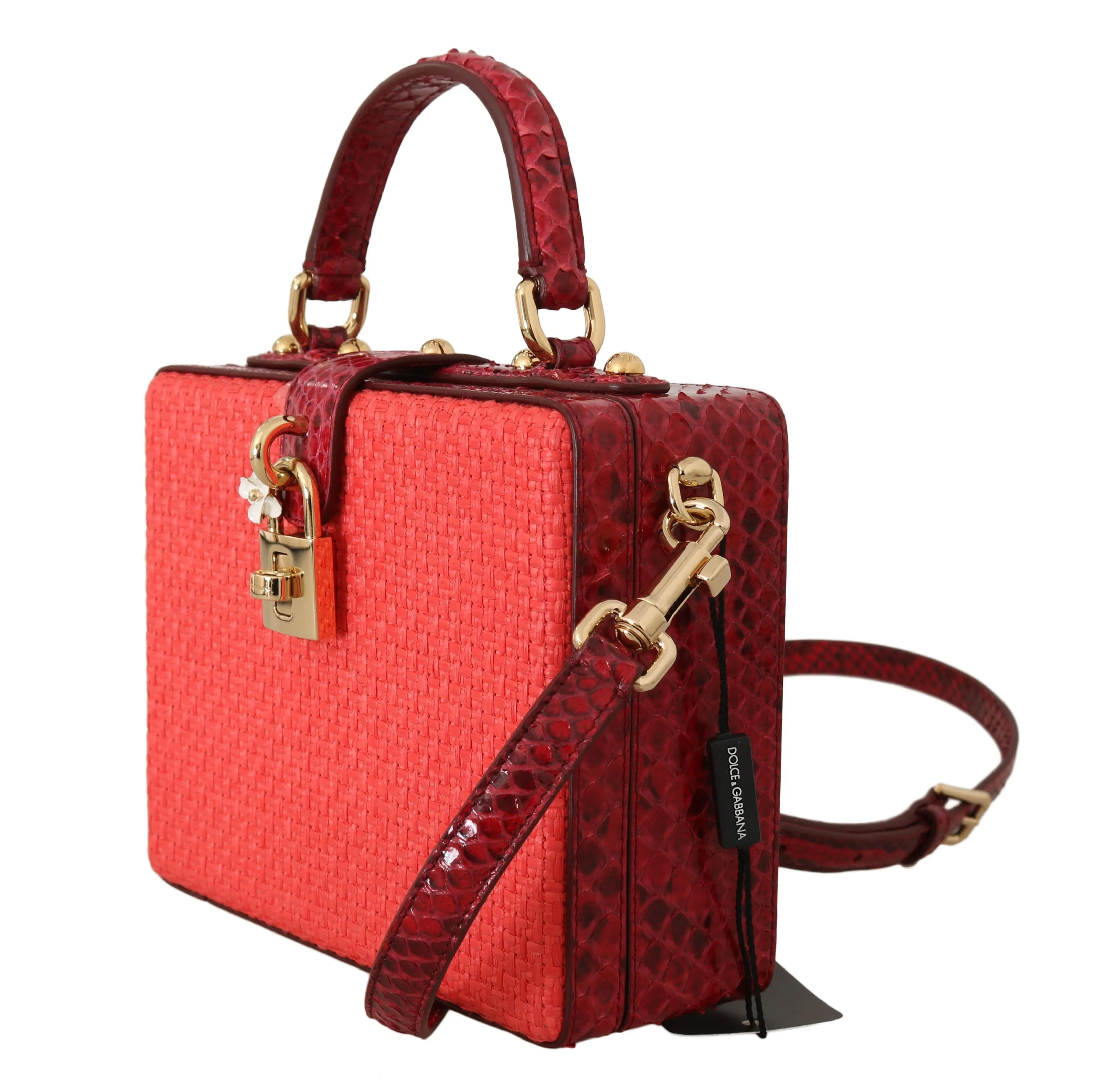 Red Python Snakeskin Raffia Leather Purse