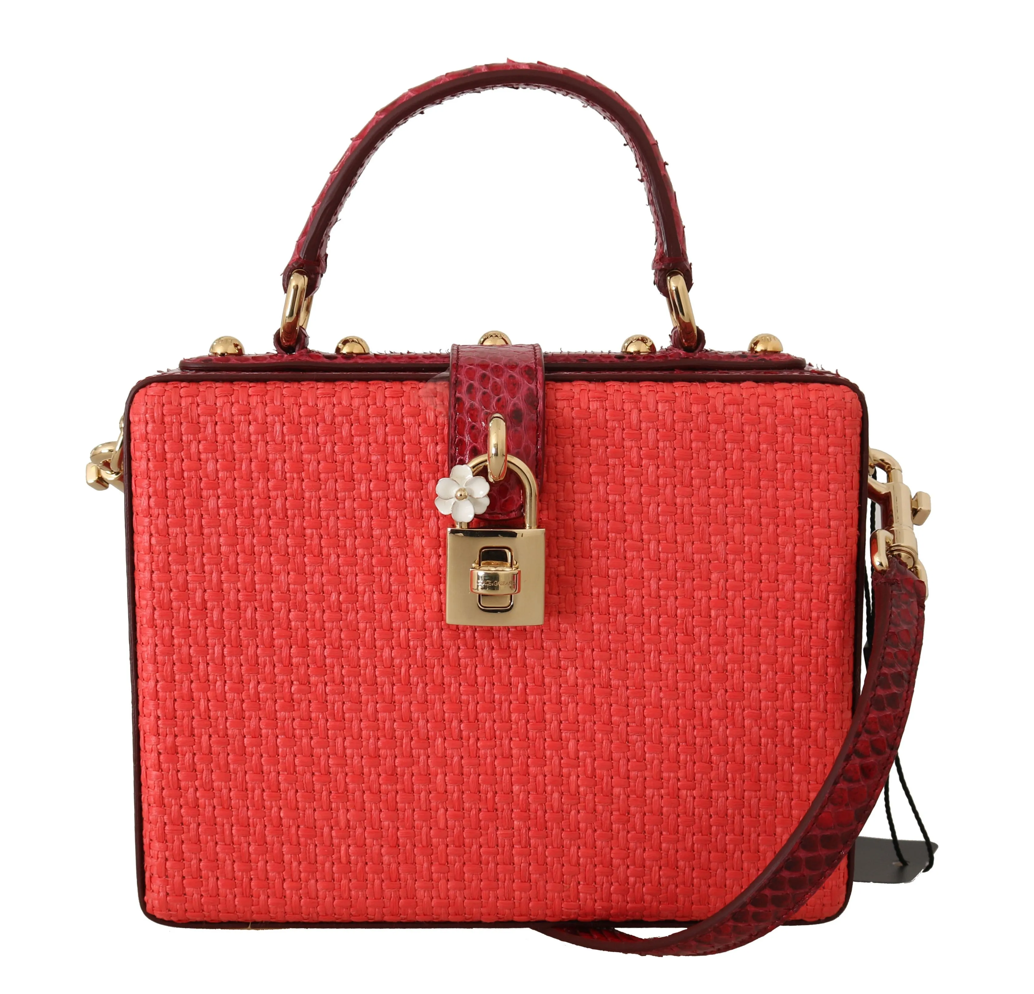 Red Python Snakeskin Raffia Leather Purse