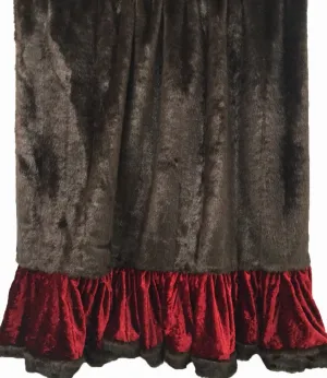 Red velvet and Brown faux mink  throw