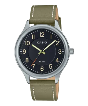 Reloj casual correa de cuero MTP-B160L-1B2V
