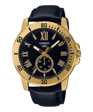 Reloj casual correa de cuero MTP-VD200GL-1B