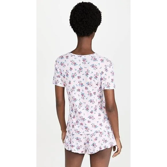 Revolve PLUSH Micro Waffle Knit Floral Print Pajama Set Pink Coquette Small