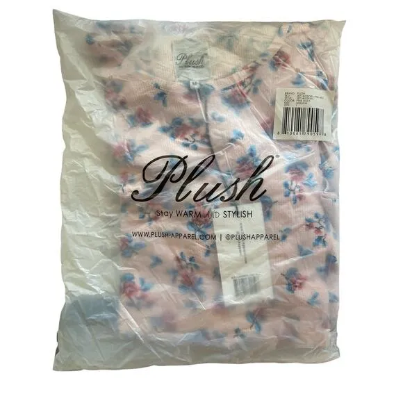 Revolve PLUSH Micro Waffle Knit Floral Print Pajama Set Pink Coquette Small