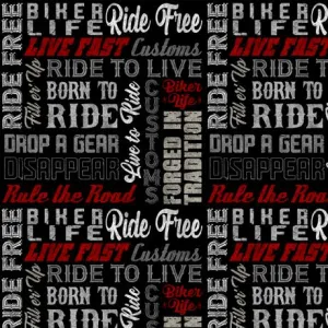 Ride Free by Quilting Treasures BIKER LINGO/BLACK
