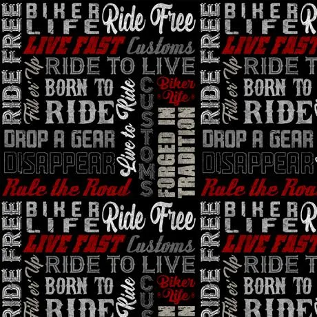Ride Free by Quilting Treasures BIKER LINGO/BLACK