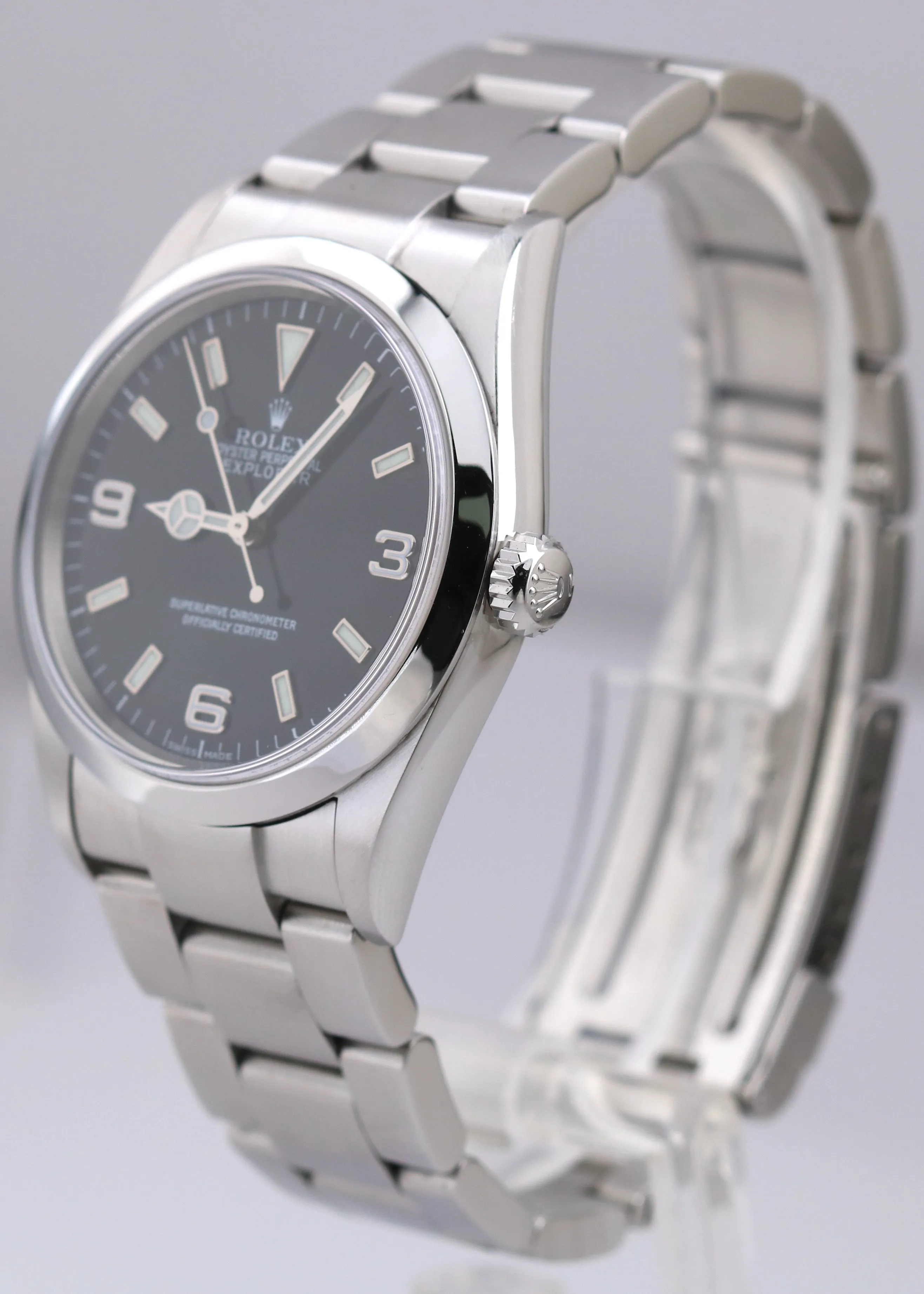 Rolex Explorer I Black 36mm 3-6-9 Stainless Steel Oyster Watch 114270