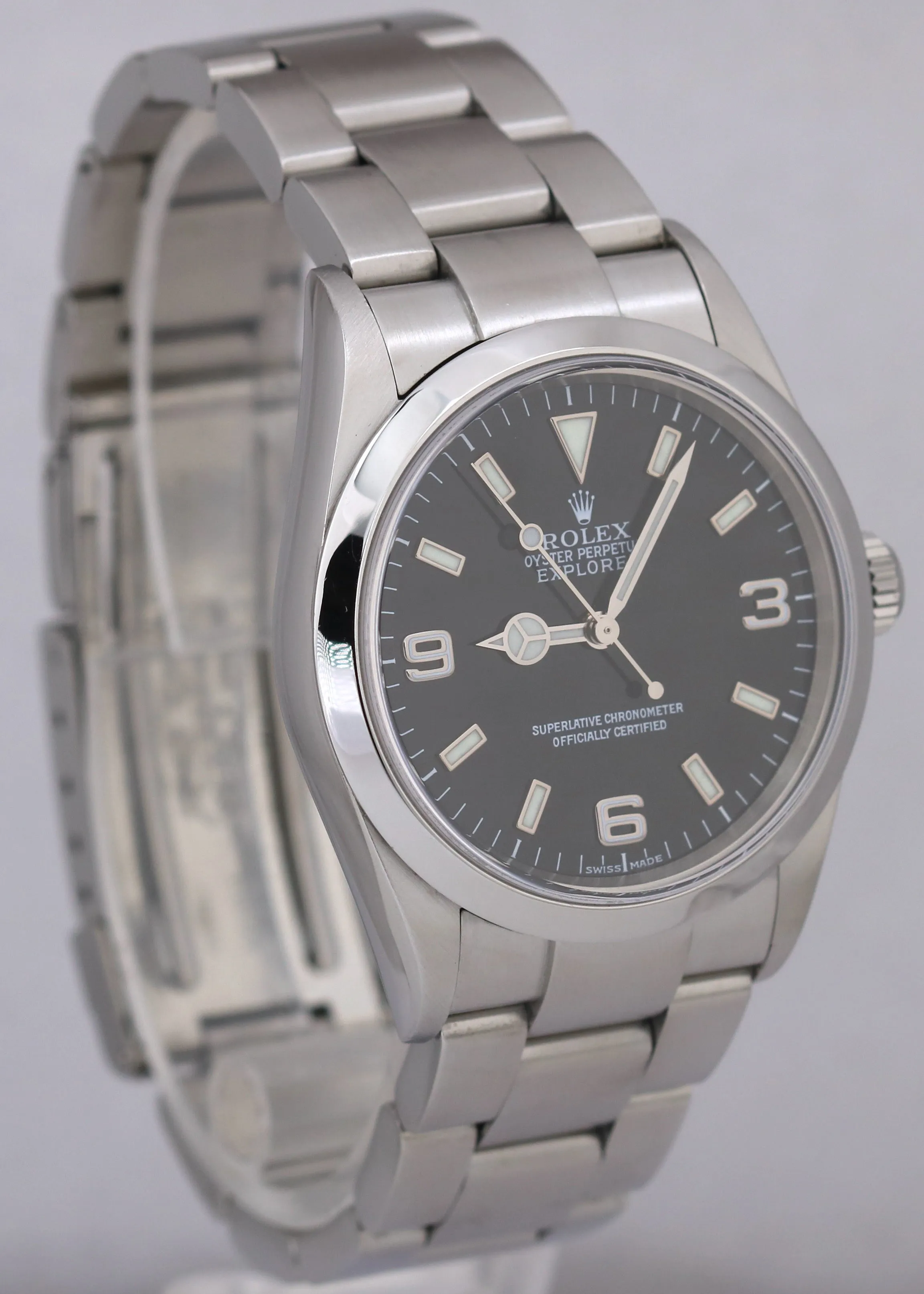 Rolex Explorer I Black 36mm 3-6-9 Stainless Steel Oyster Watch 114270