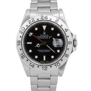 Rolex Explorer II Black Stainless Steel 40mm GMT Oyster Automatic Watch 16570