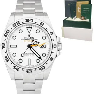 Rolex Explorer II Polar White Orange Stainless Steel 42mm GMT Date Watch 216570
