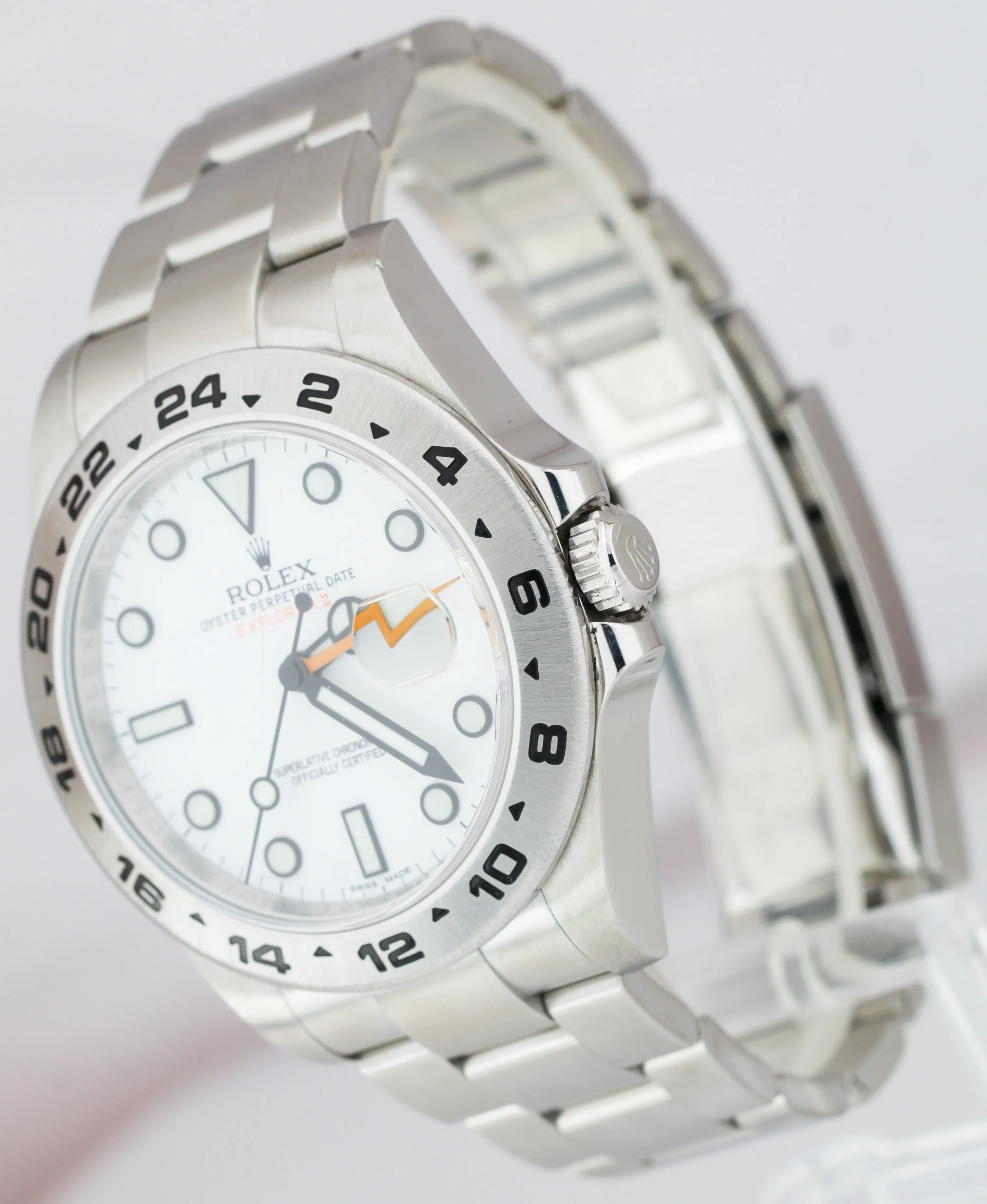 Rolex Explorer II Polar White Orange Stainless Steel 42mm GMT Date Watch 216570