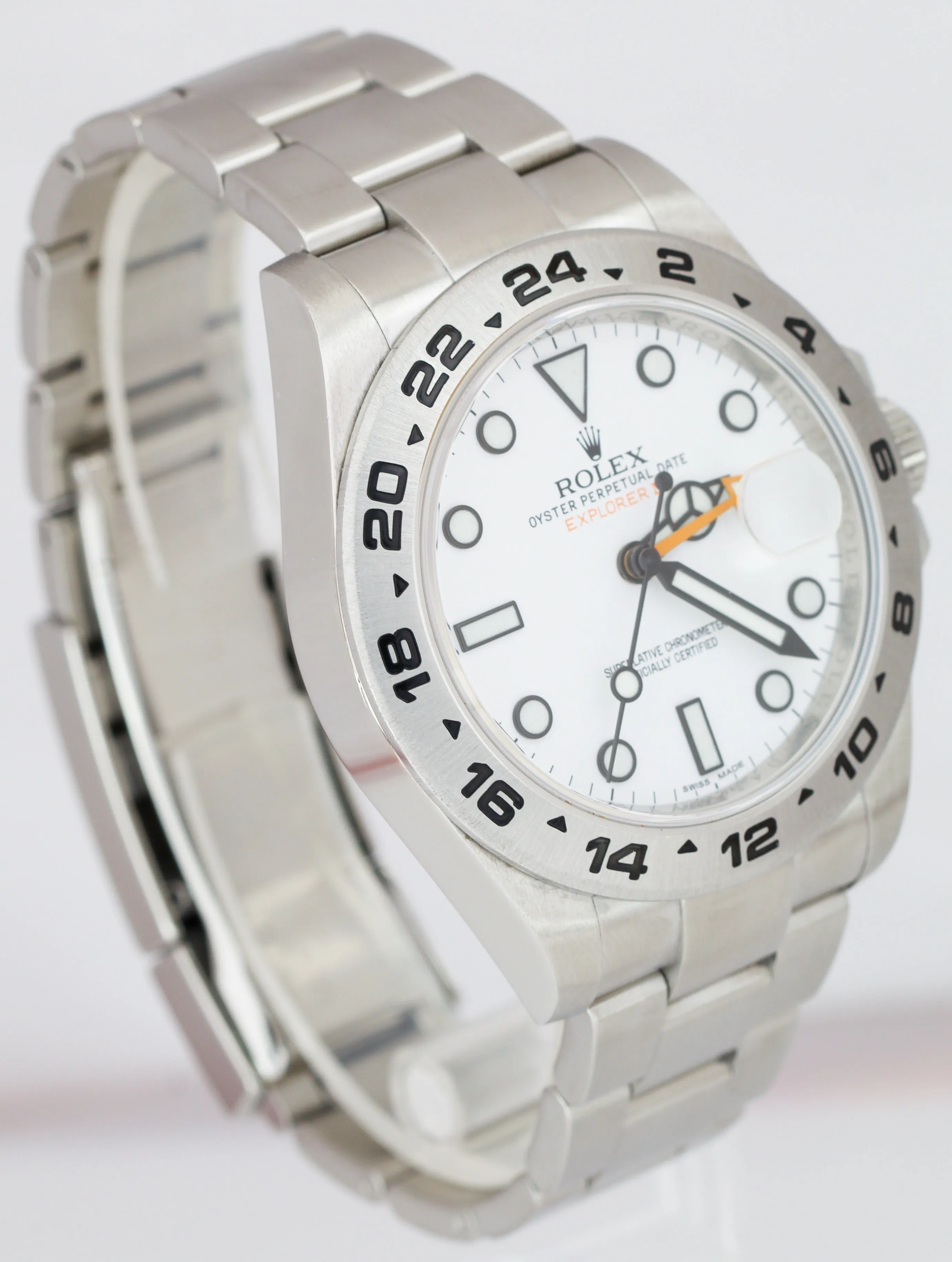 Rolex Explorer II Polar White Orange Stainless Steel 42mm GMT Date Watch 216570