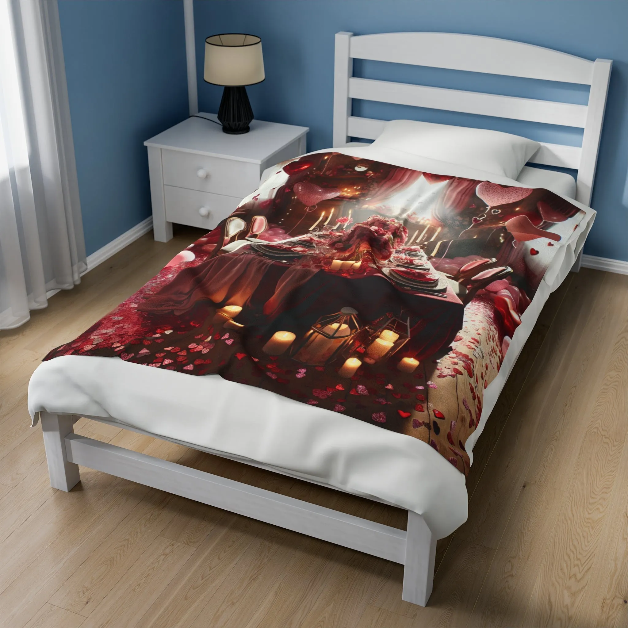 Romantic Velveteen Plush Blanket - Cozy Decor for Valentine's Day and Special Moments