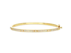 Round and Baguette diamond bangle