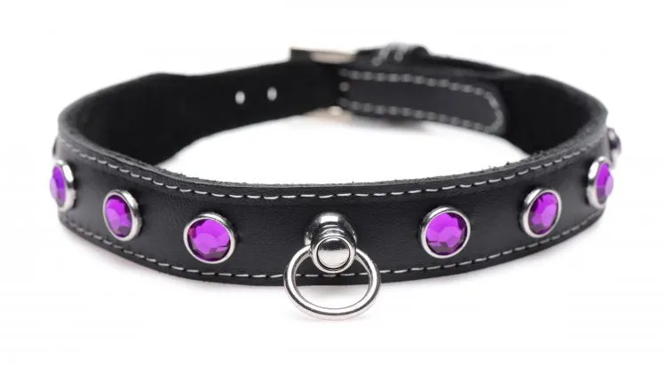 Royal Vixen Leather Choker Rhinestones