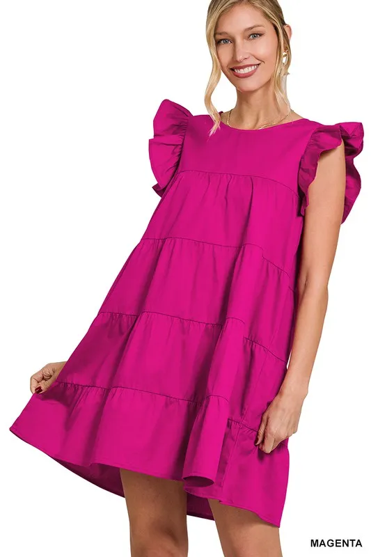 Ruffled Cap Sleeve Babydoll