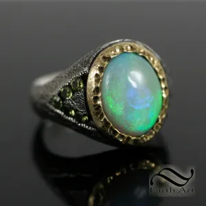 Rugged Opal Signet ring in 18k and Sterling