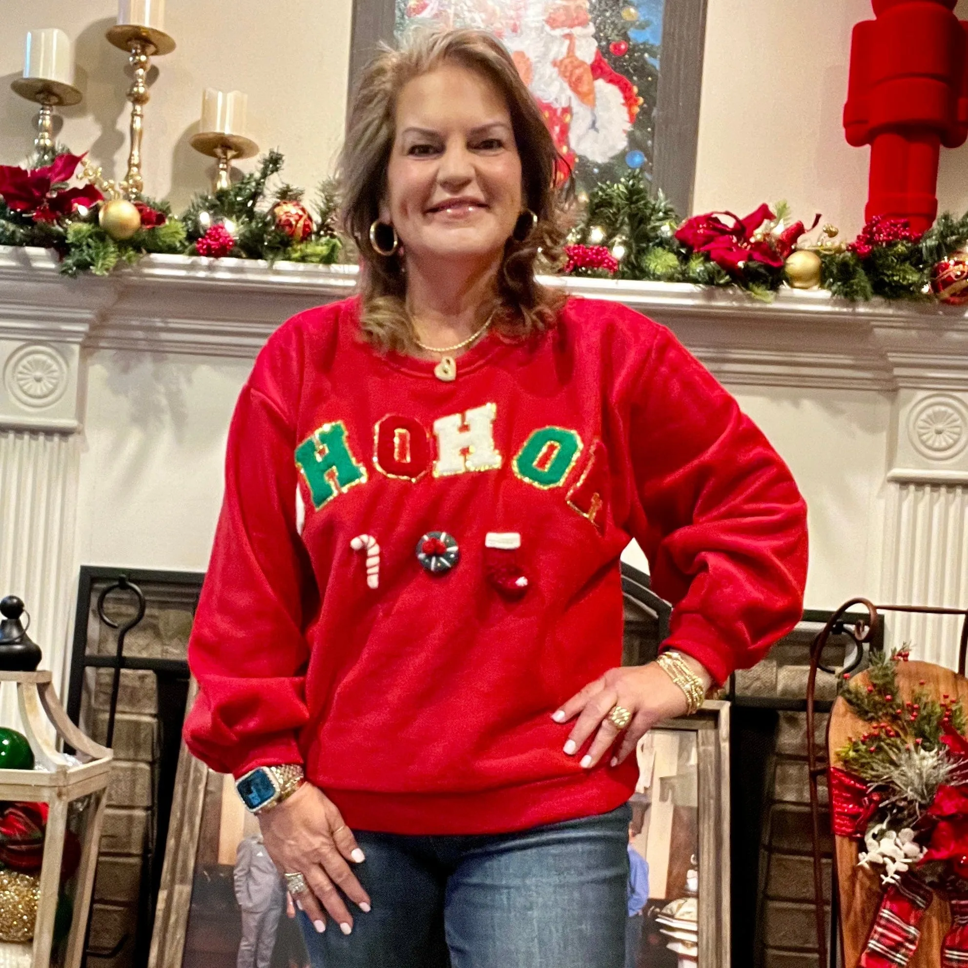 Santa Ho Ho Ho Crewneck - Red