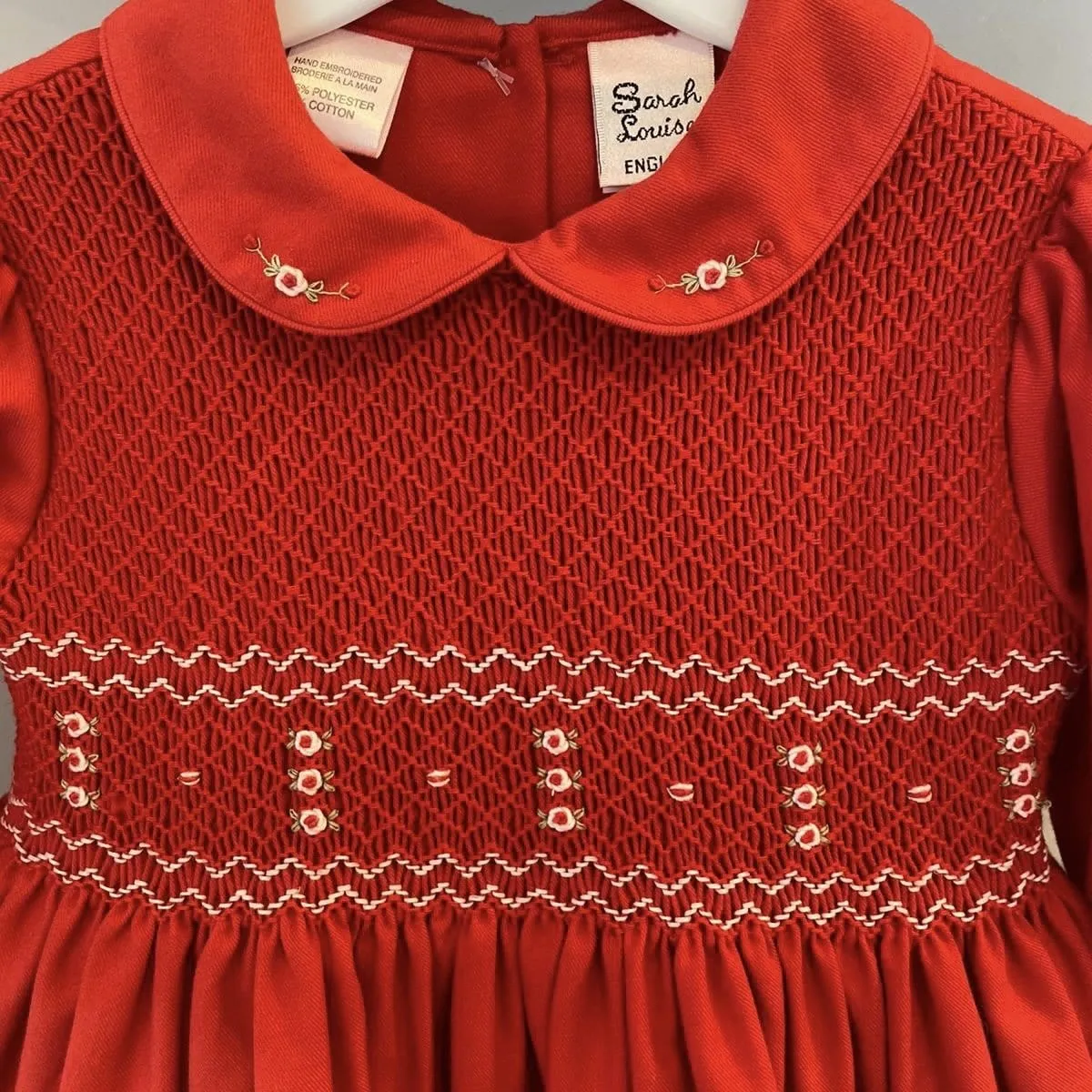 SARAH LOUISE RED SMOCKED DRESS WINTER