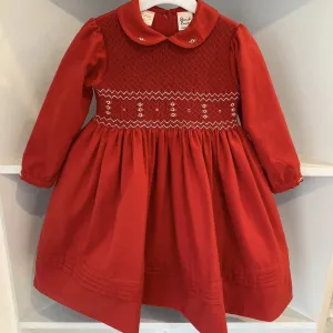 SARAH LOUISE RED SMOCKED DRESS WINTER