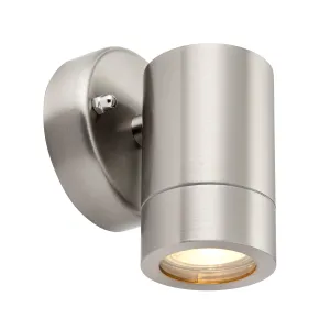 Saxby 13801 Palin 1lt wall IP44 7W Brushed stainless steel & clear glass 7W LED GU10 (Required)