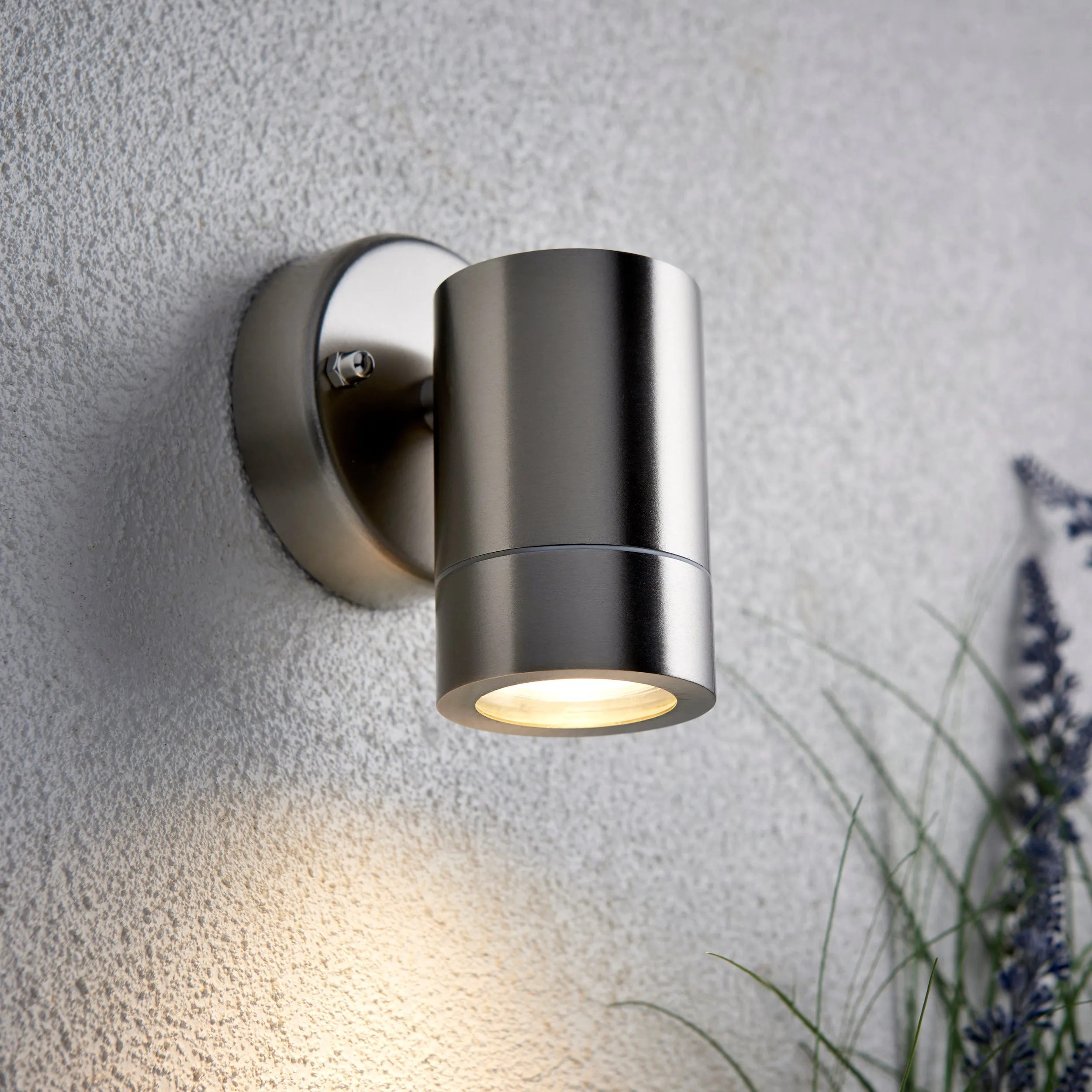 Saxby 13801 Palin 1lt wall IP44 7W Brushed stainless steel & clear glass 7W LED GU10 (Required)