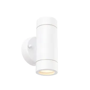 Saxby 75439 Palin 2lt wall IP44 7W Gloss white paint & clear glass 2 x 7W LED GU10 (Required)