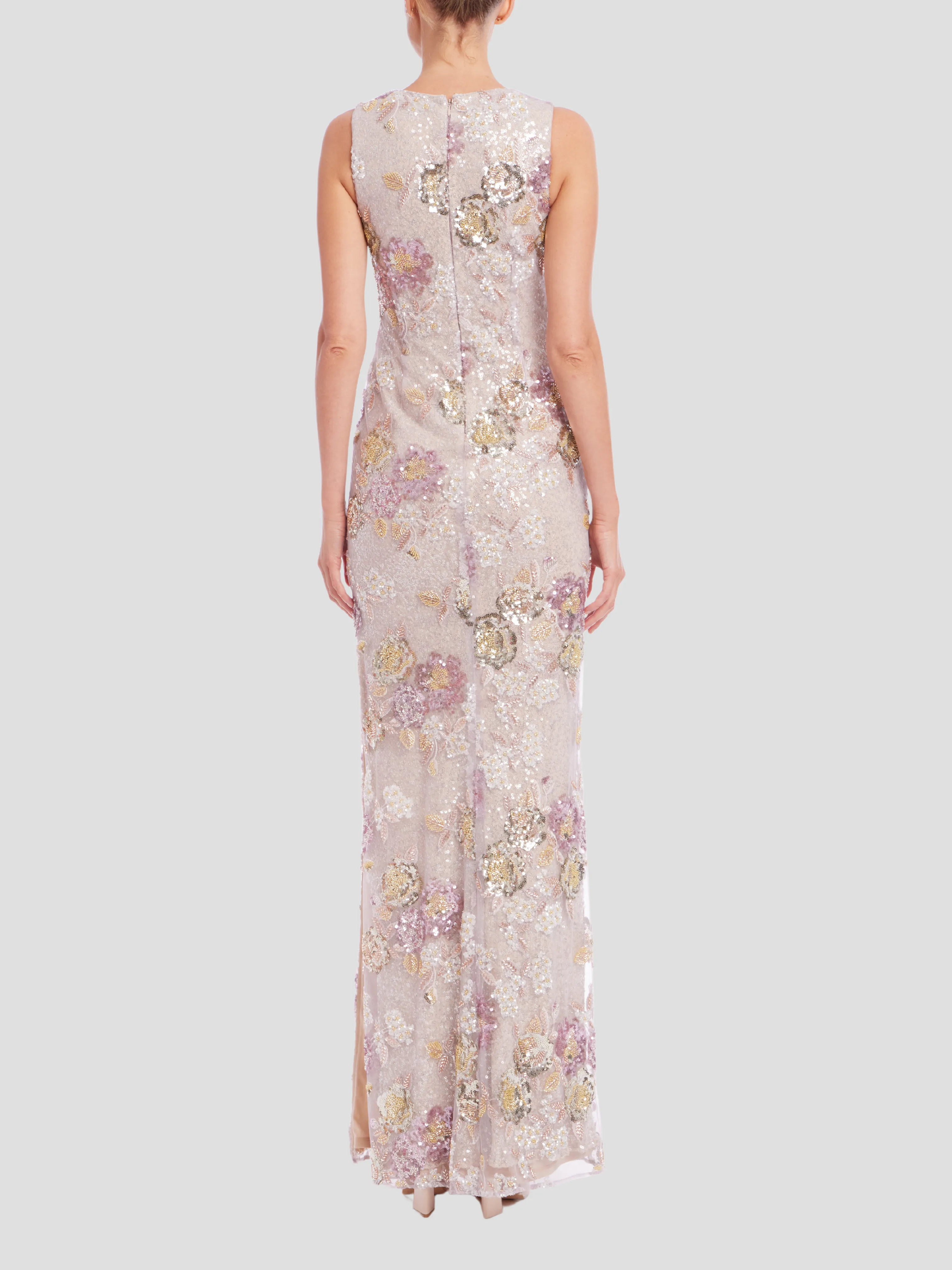 Sequin Floral Dress in Blush Multi
