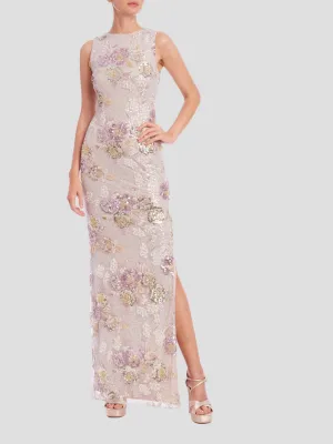 Sequin Floral Dress in Blush Multi