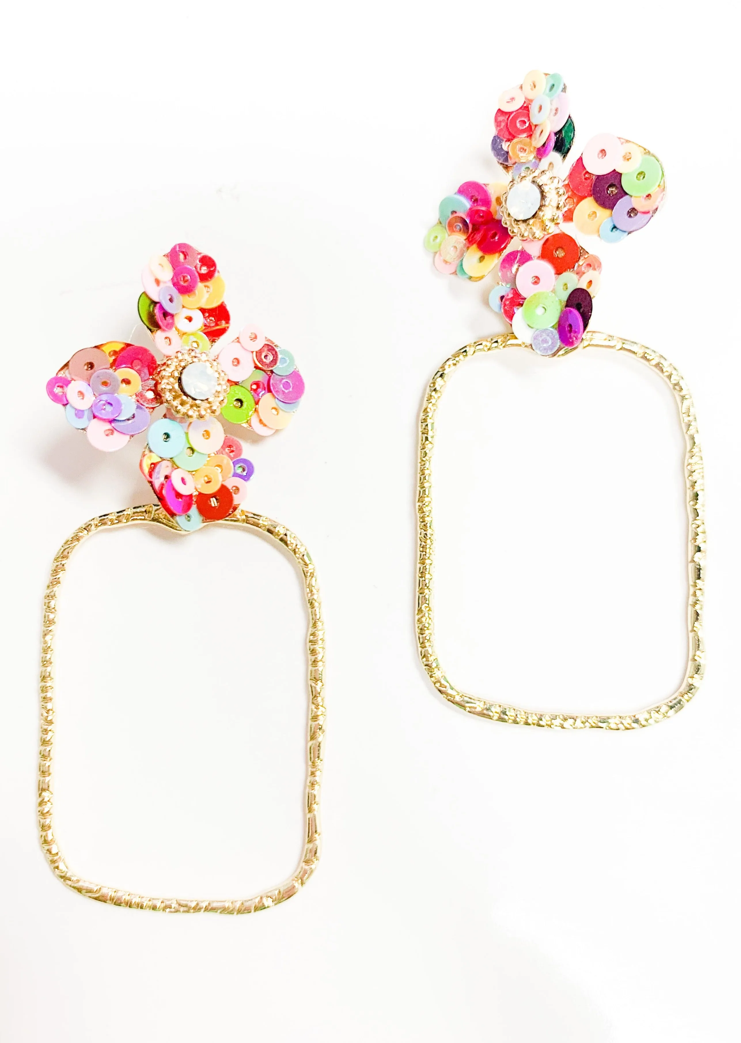 Sequin Flower Hoops