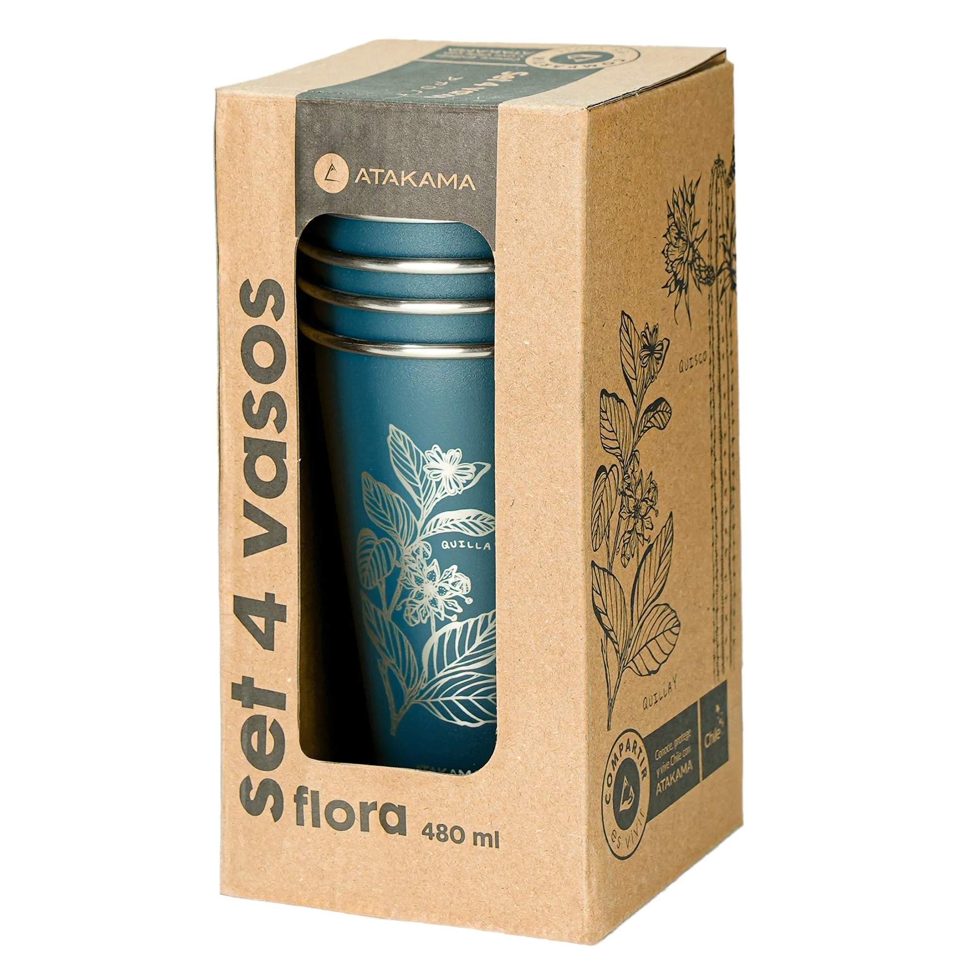 Set de 4 vasos flora chilena 480 ml Atakama Outdoor
