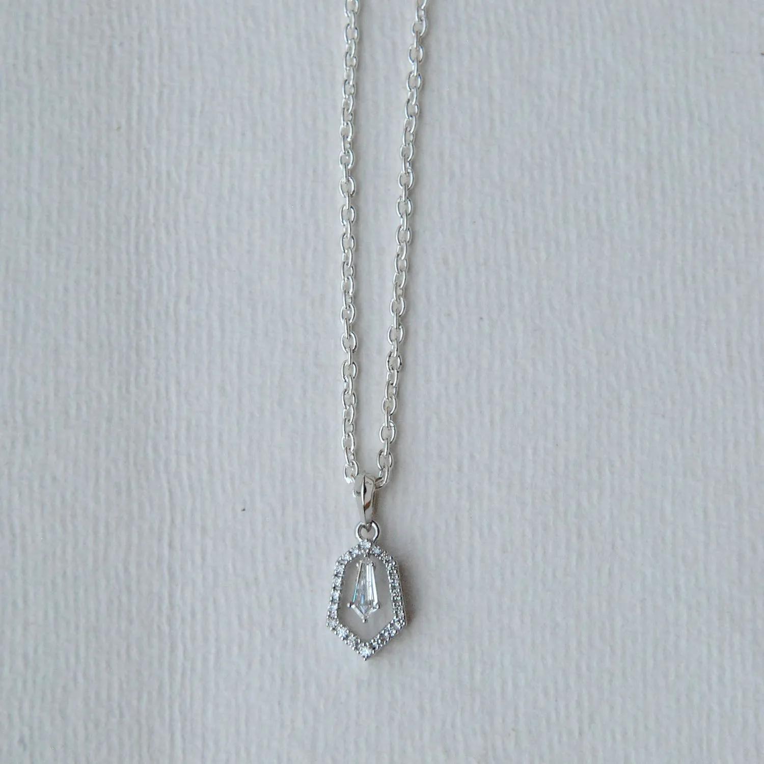 Shield Cut Diamond with Halo Pendant Necklace in Solid 14K White Gold, Everyday Charm Pendant