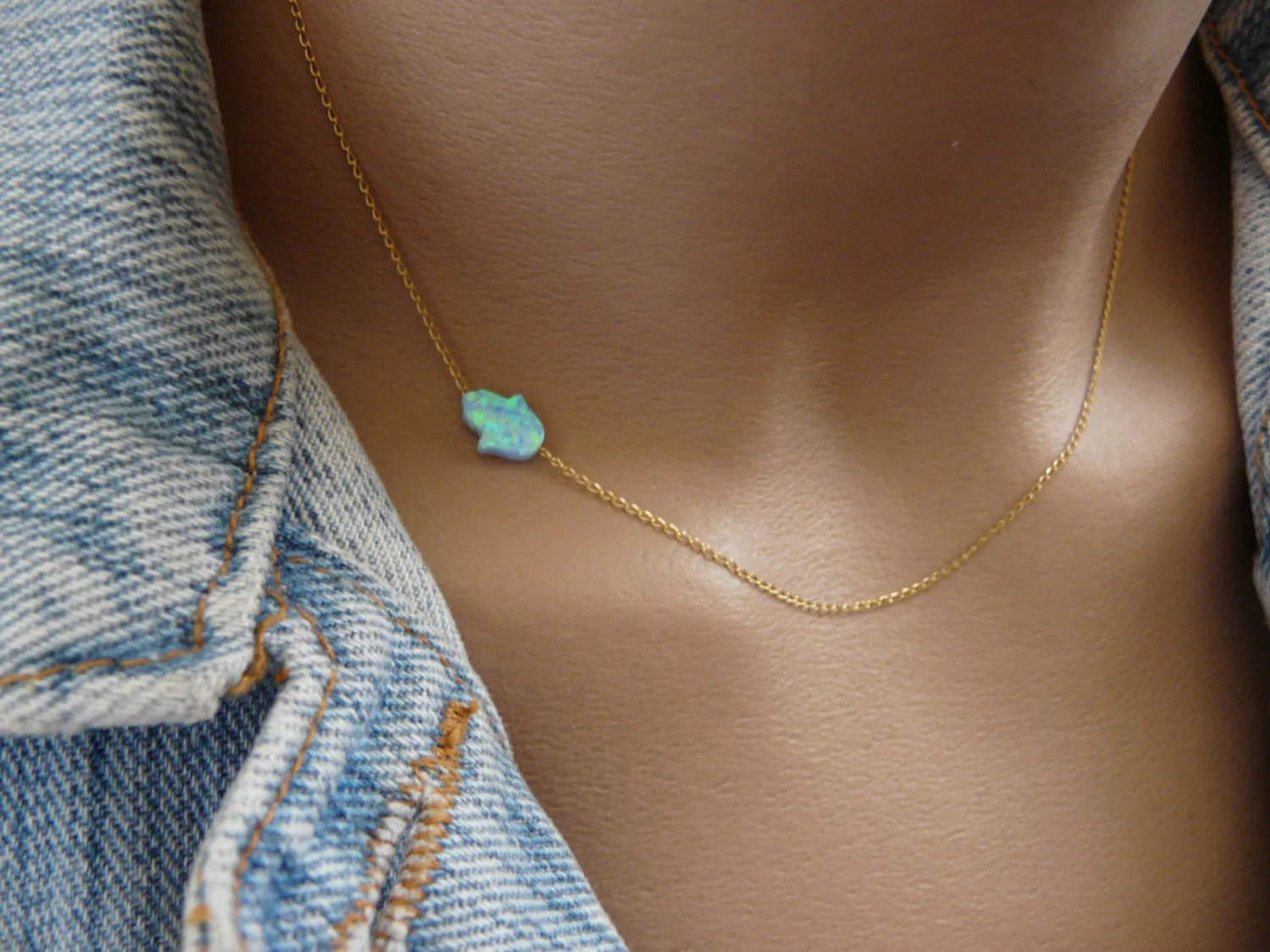 Sideways Hamsa Necklace – Elegant Protection Charm