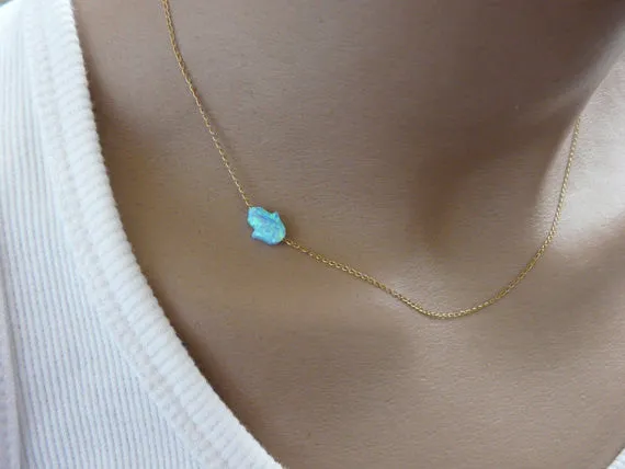 Sideways Hamsa Necklace – Elegant Protection Charm