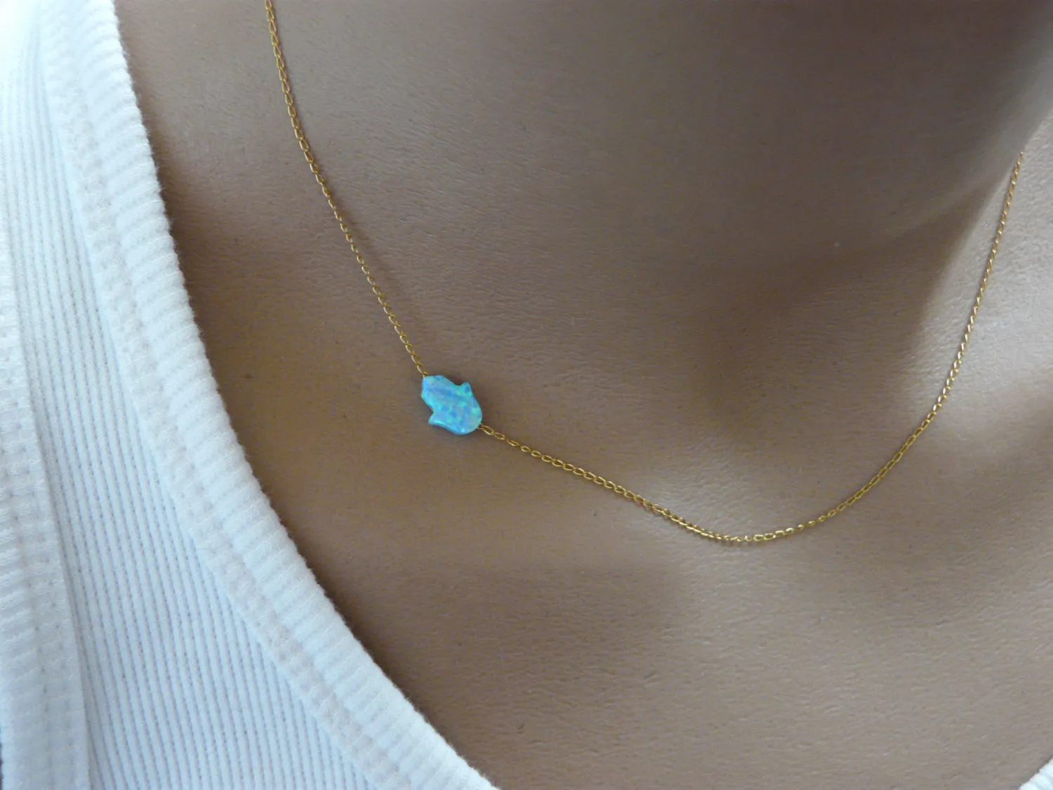 Sideways Hamsa Necklace – Elegant Protection Charm