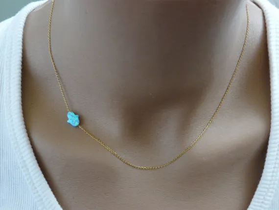 Sideways Hamsa Necklace – Elegant Protection Charm